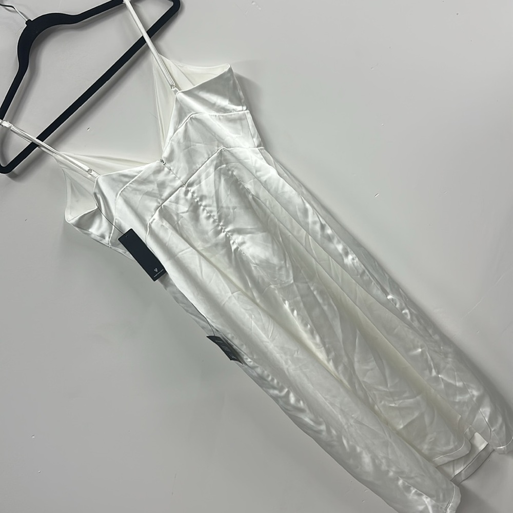 Irresistible Essence White Satin Sleeveless Midi Dress with slit - Lulus L NEW - Picture 11 of 11